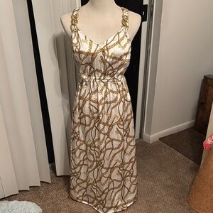 MICHAEL Michael Kors Gold Chain Print Maxi Dress
